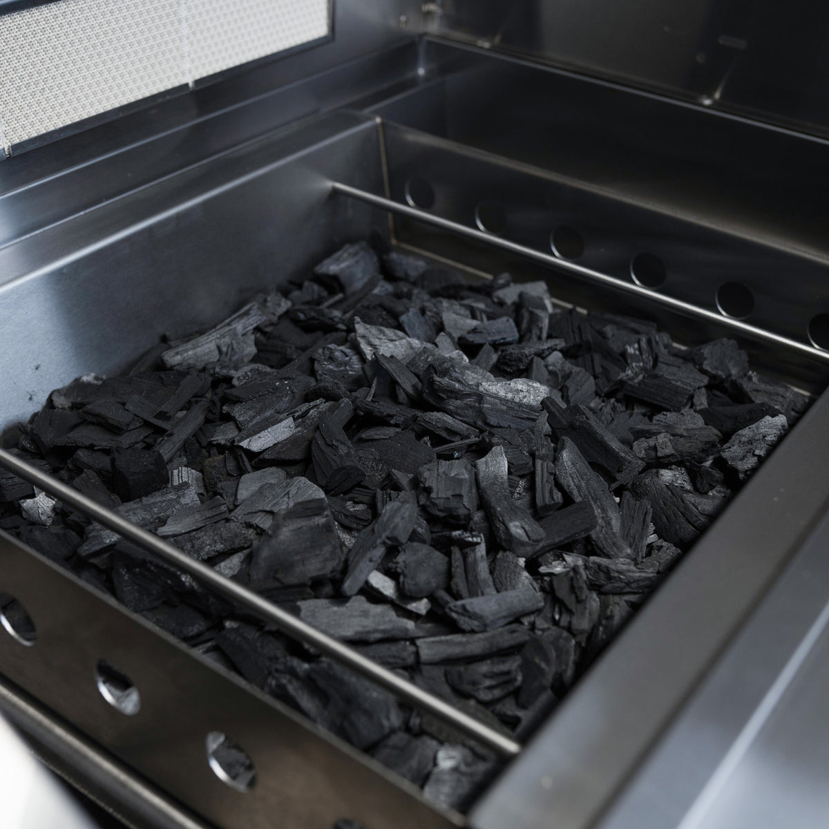 Wooden carbon box for gas grills