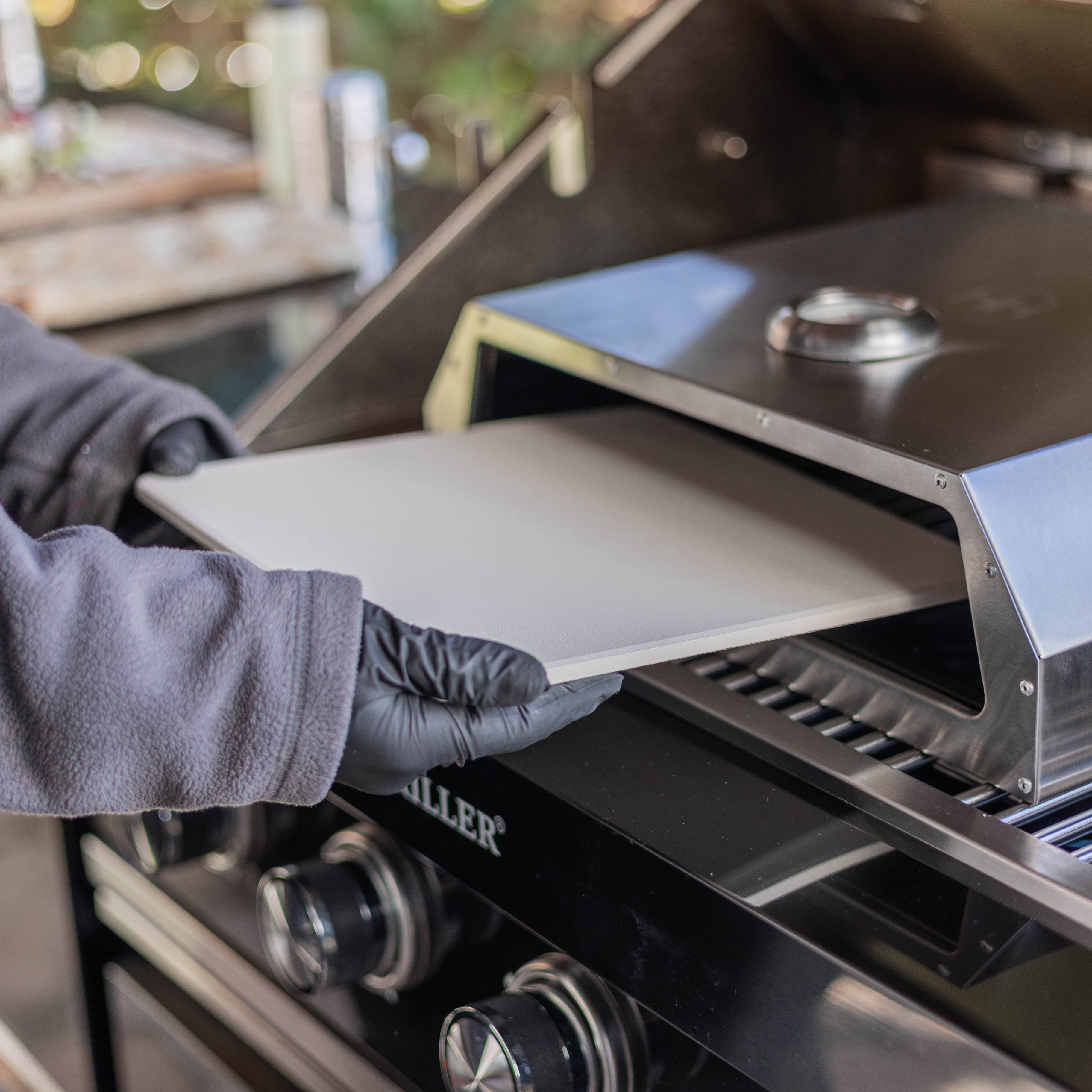 Scatola per grill per pizza in acciaio inossidabile per griglie a gas