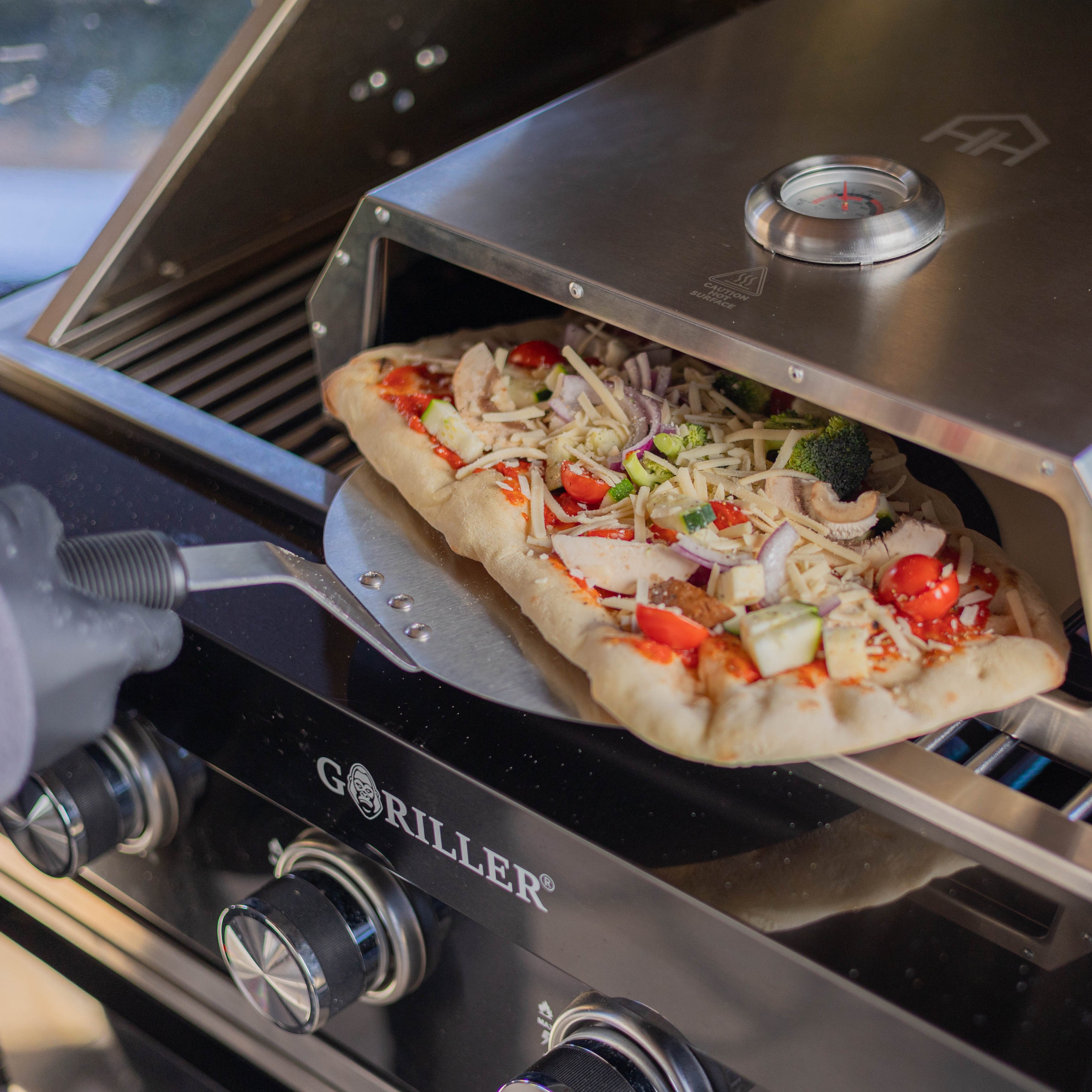 Scatola per grill per pizza in acciaio inossidabile per griglie a gas