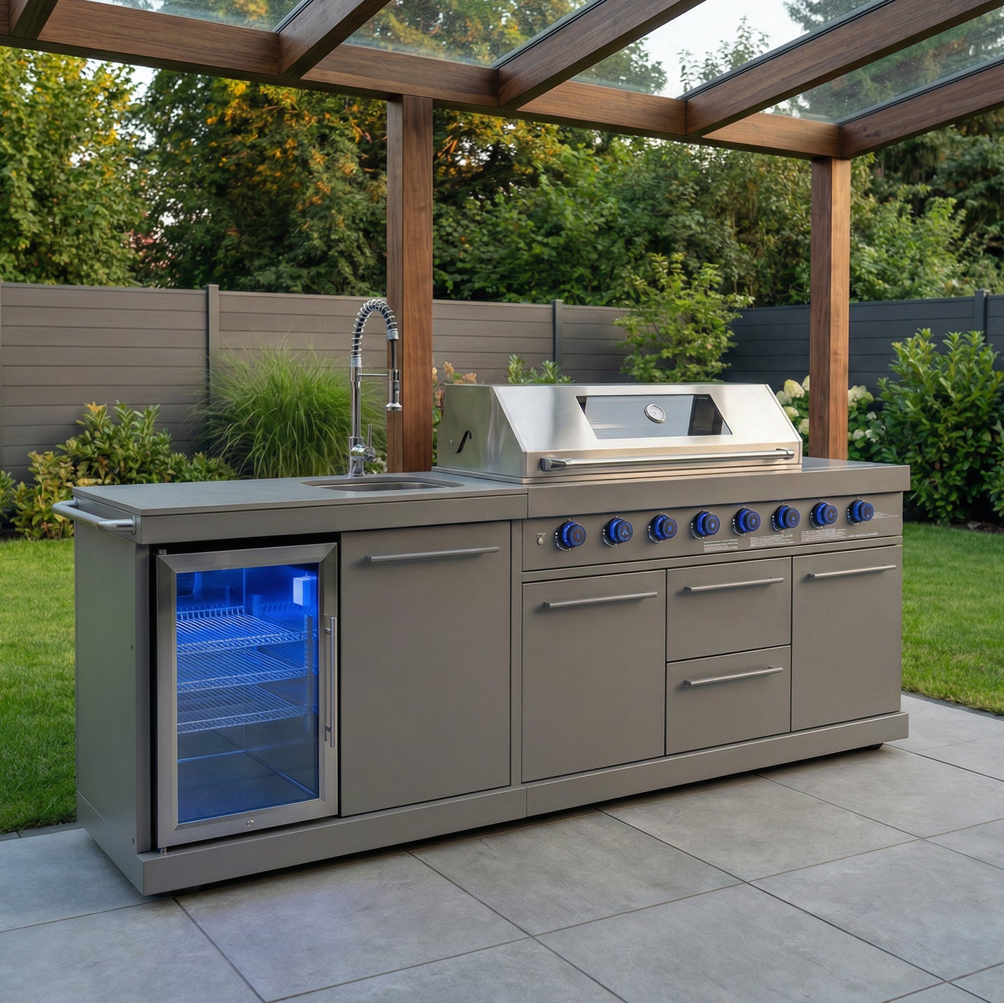 EMPIRE S1 Outdoorküche | Gasgrill | Cool-Clean Grau