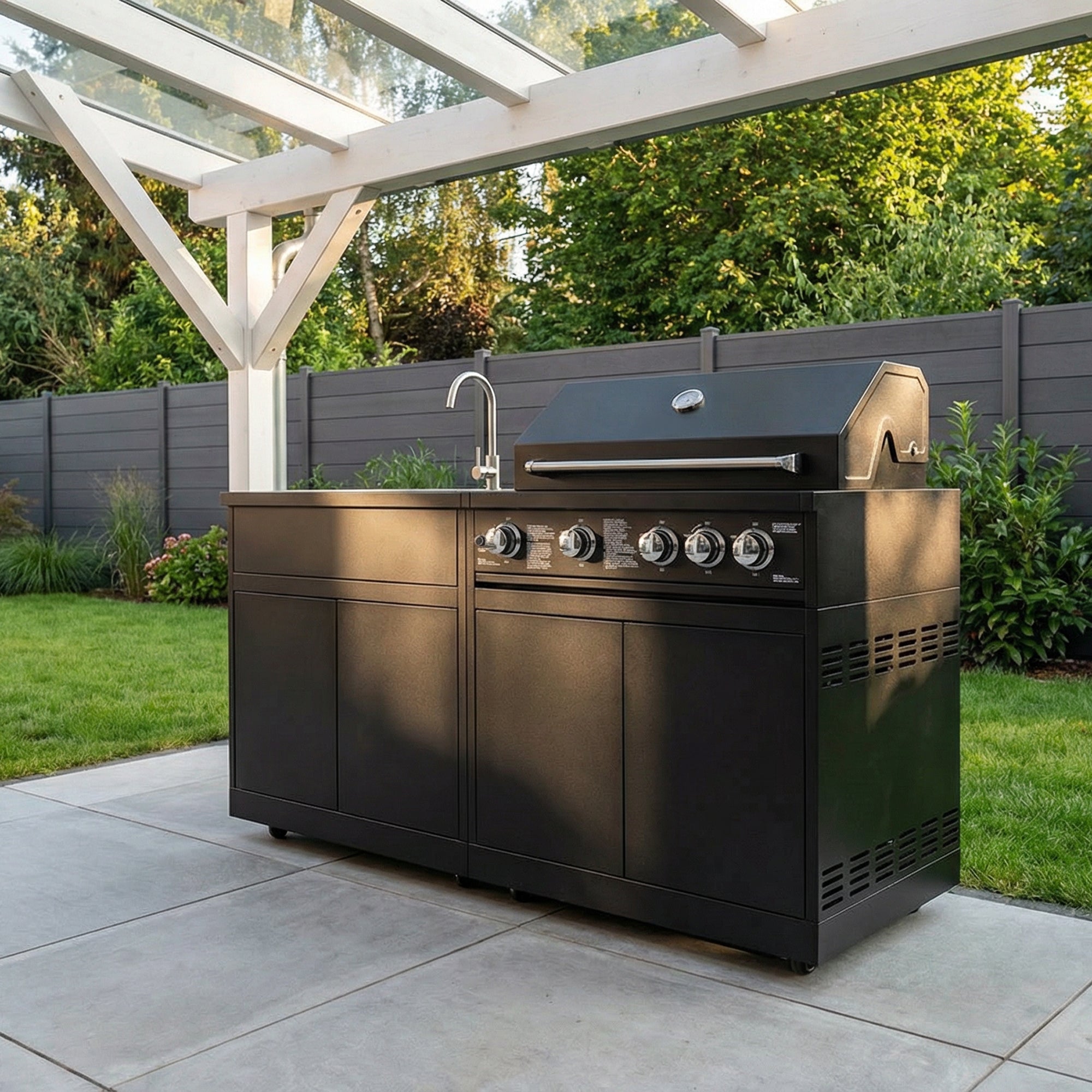 <tc>JUNGLE</tc> Cocina al aire libre S2 | Parrilla de gas de 5 quemadores | Limpia