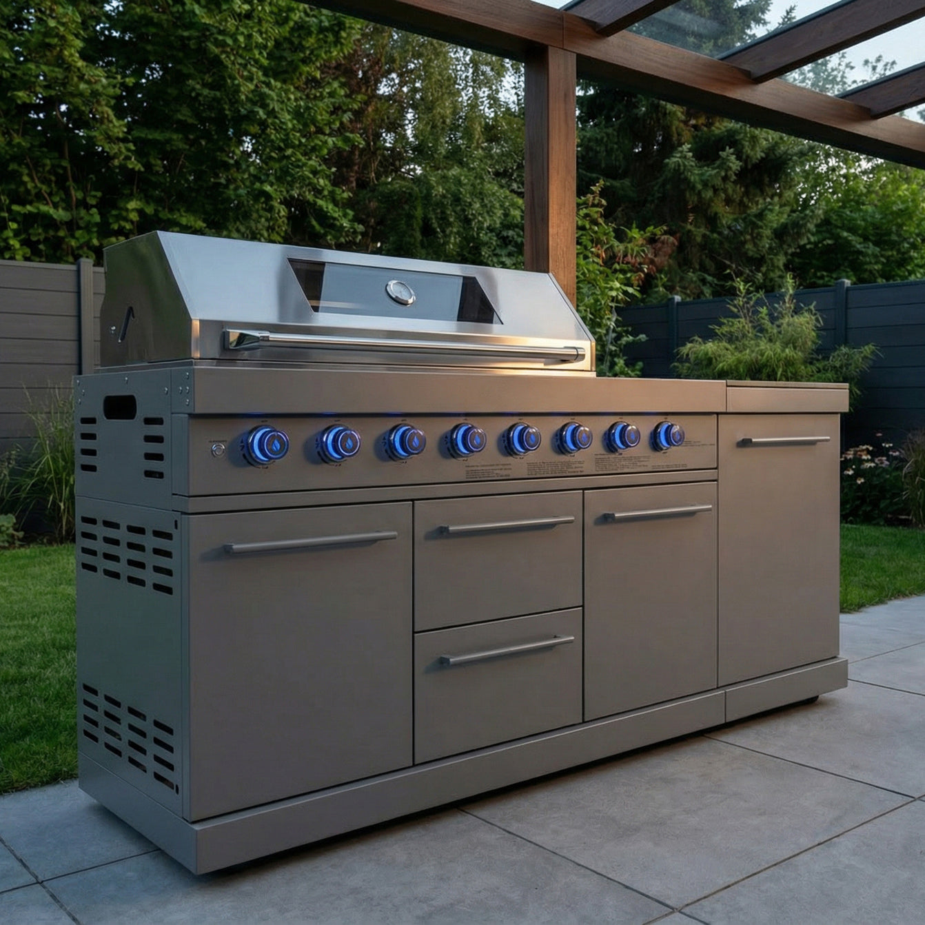 <tc>EMPIRE</tc> Cucina da esterno S2 | Griglia a gas | Grigio da preparazione