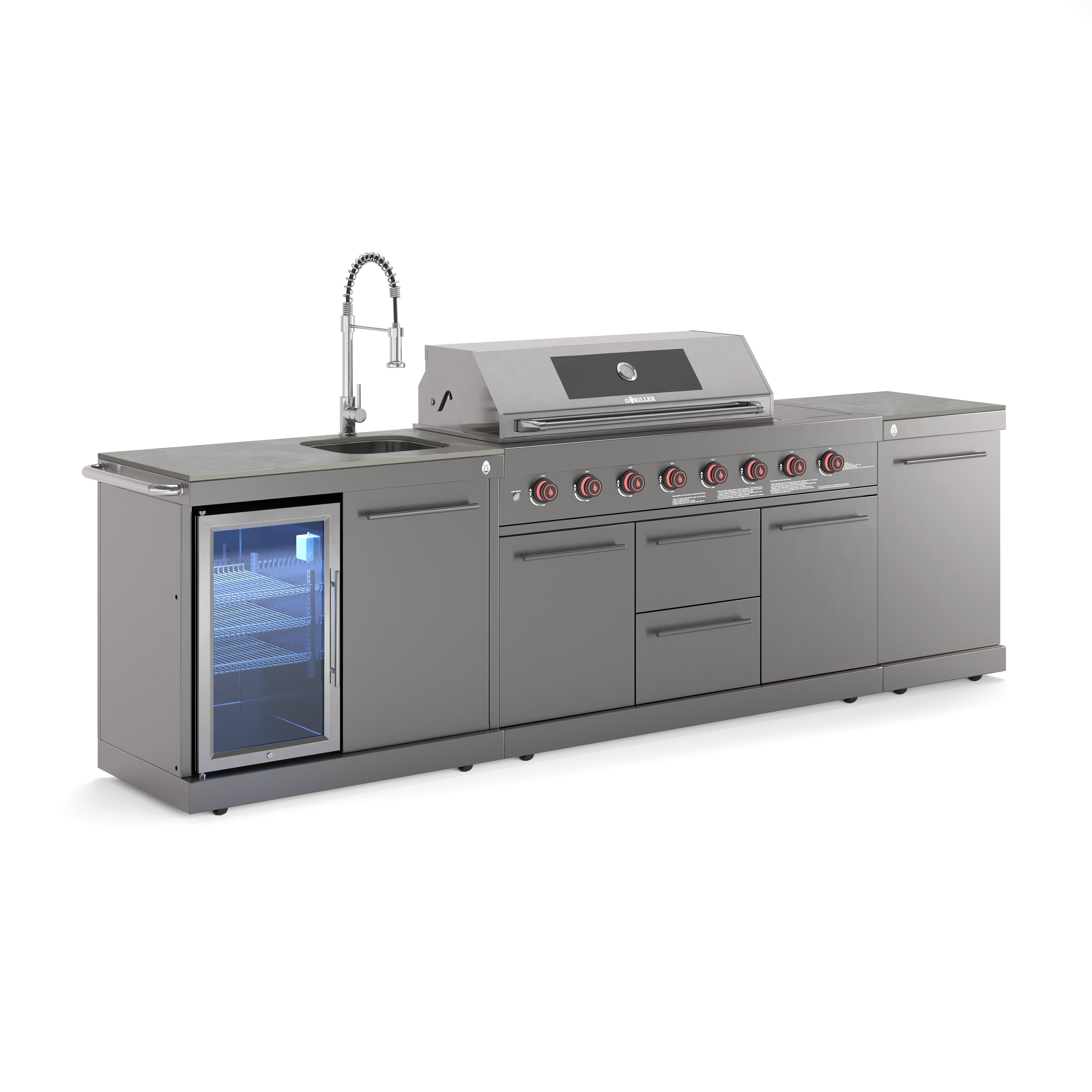 <tc>EMPIRE</tc> Cocina de exterior M1 | Parrilla de gas | Limpieza en frío | Gris preparación