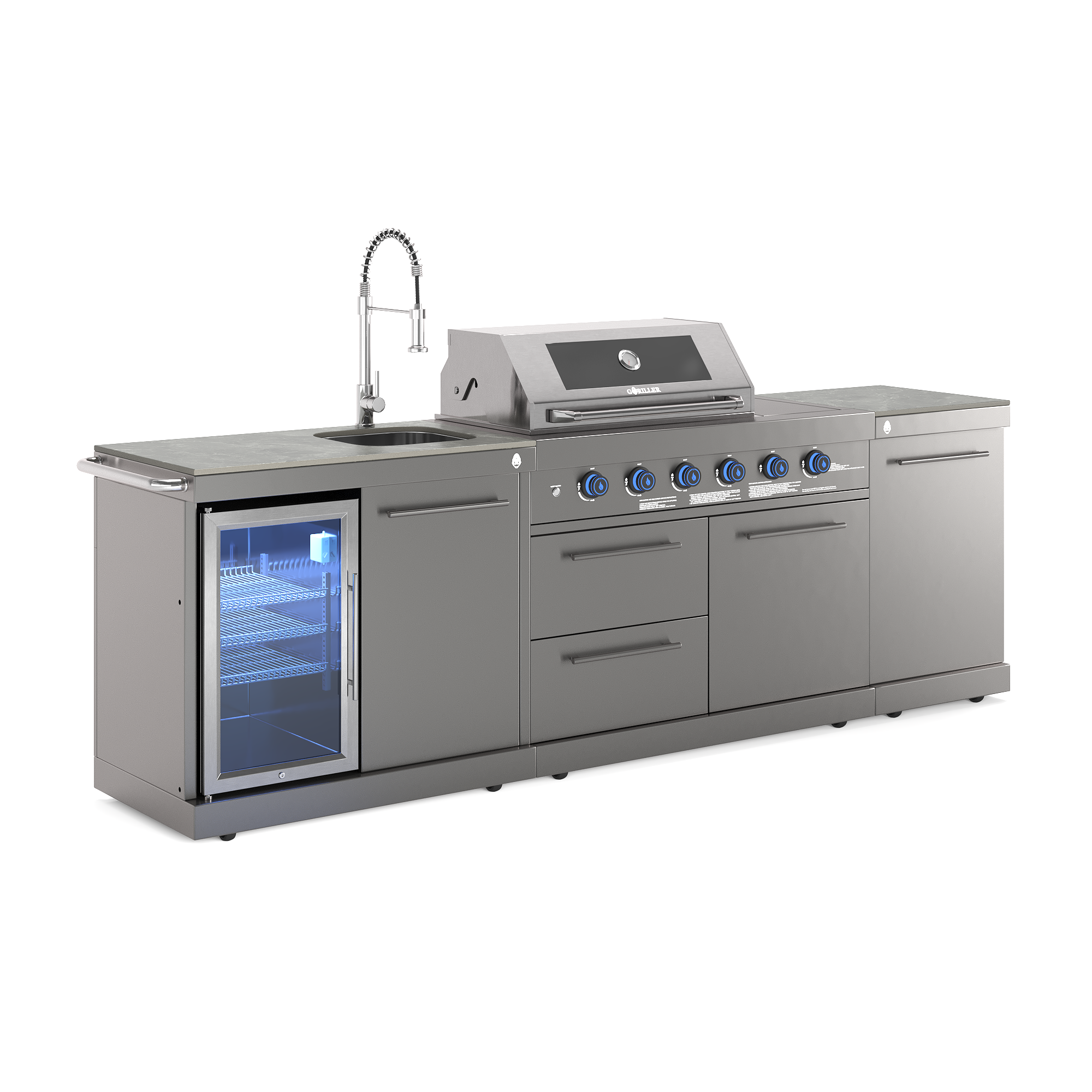 EMPIRE M2 Outdoorküche | 6-Brenner Gasgrill | Cool-Clean | Prep