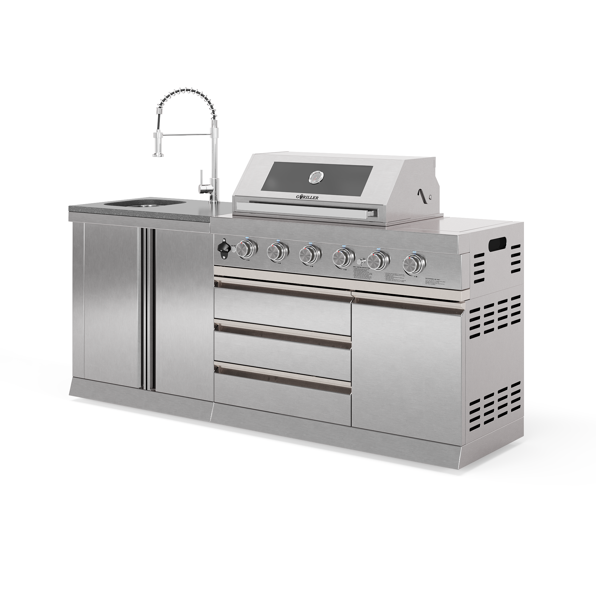 SB-S3 Outdoorküche | 6-Brenner Gasgrill | Clean