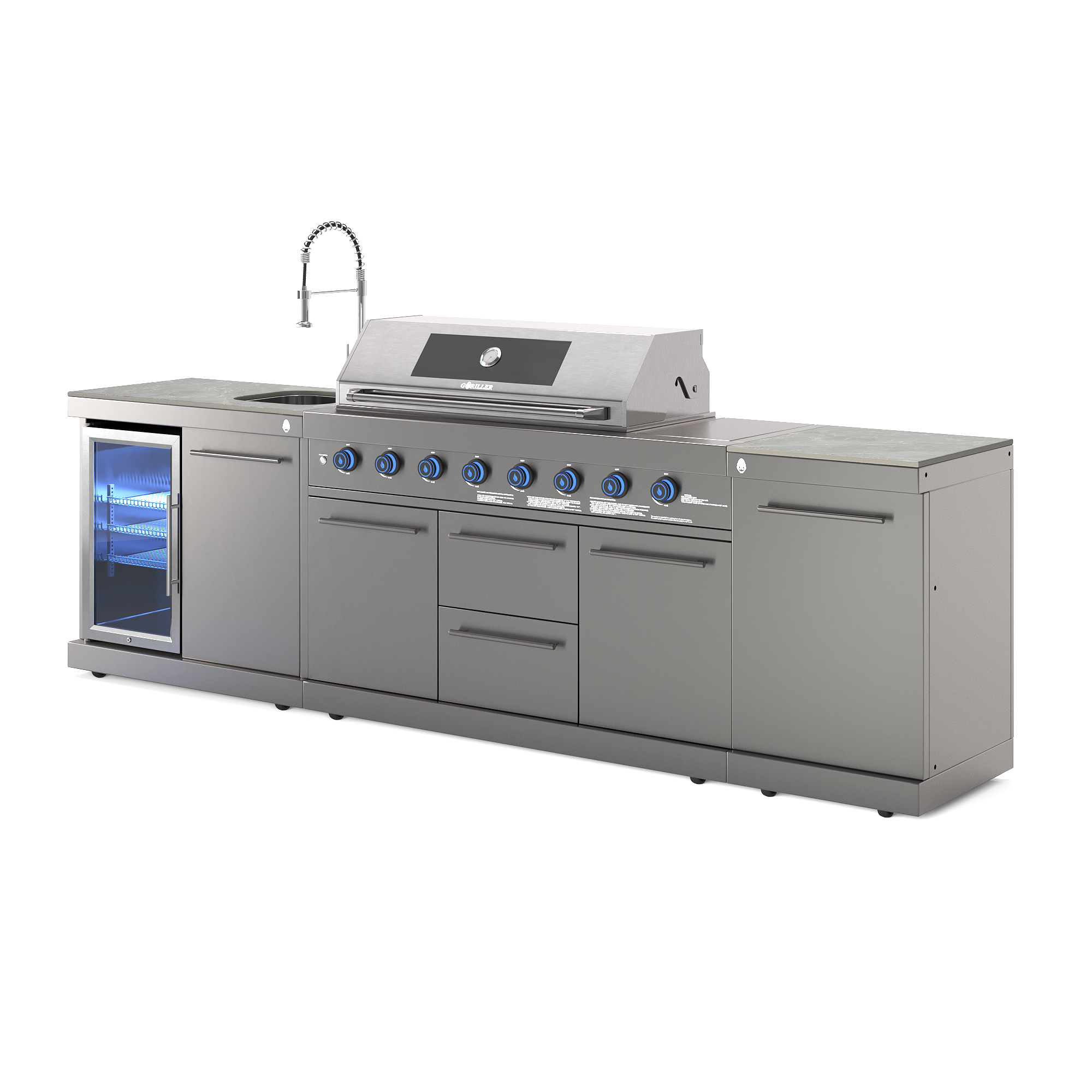 EMPIRE M1 Outdoorküche | 8-Brenner Gasgrill | Cool-Clean | Prep
