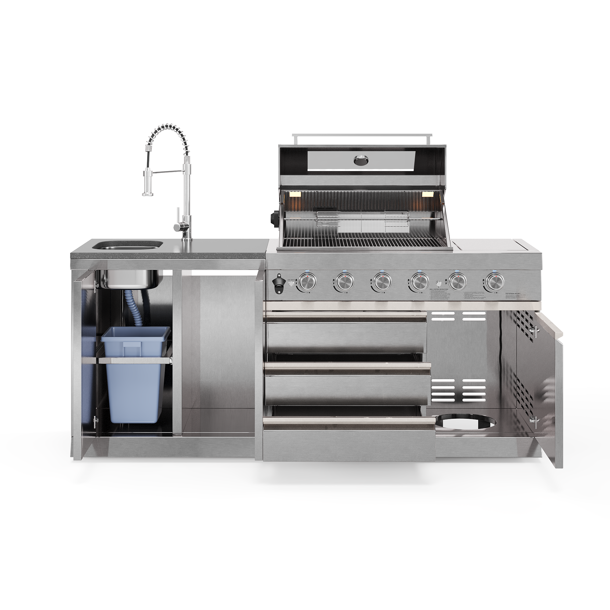 SB-S3 Outdoorküche | 6-Brenner Gasgrill | Clean