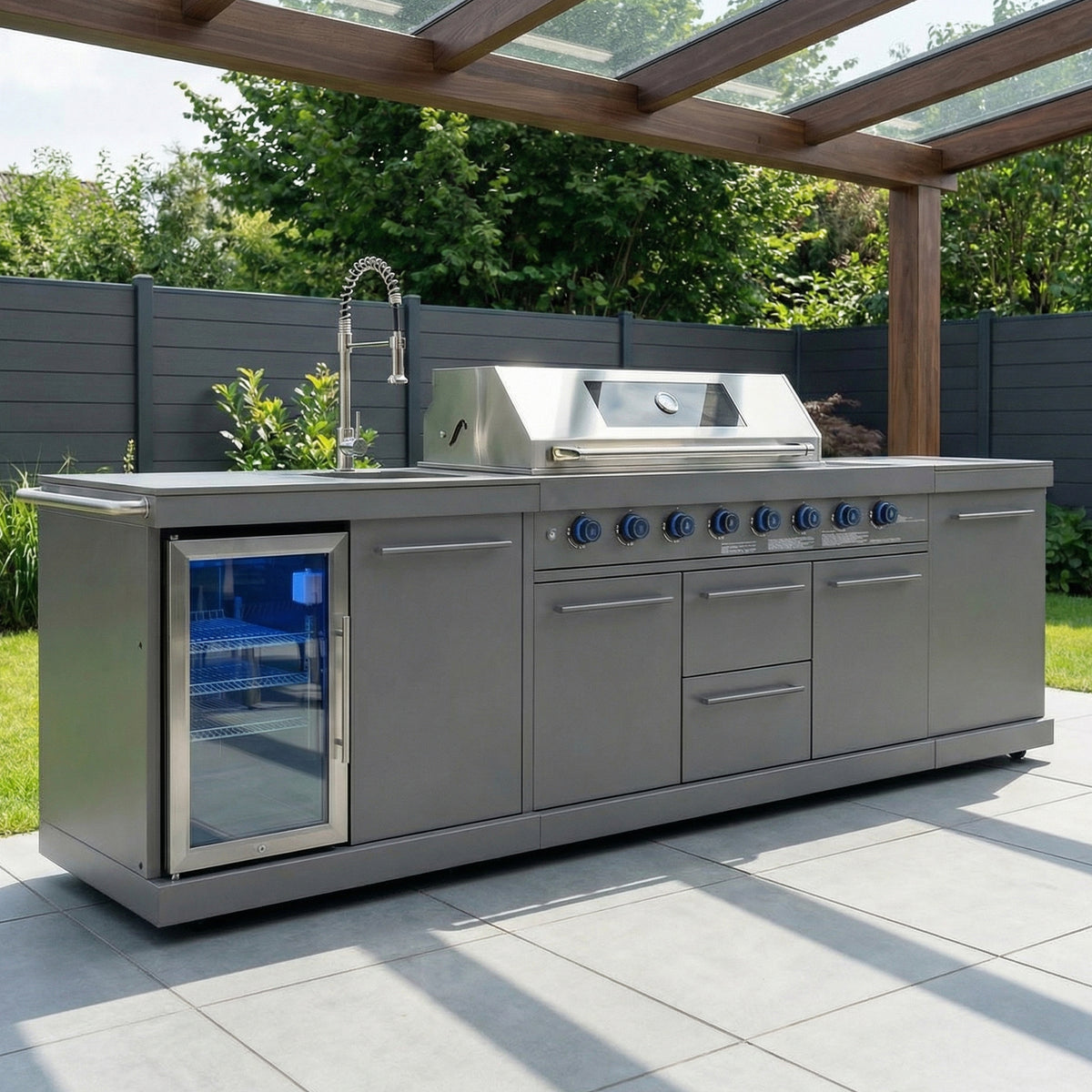 EMPIRE M1 Outdoorküche | Gasgrill | Cool-Clean | Prep Grau