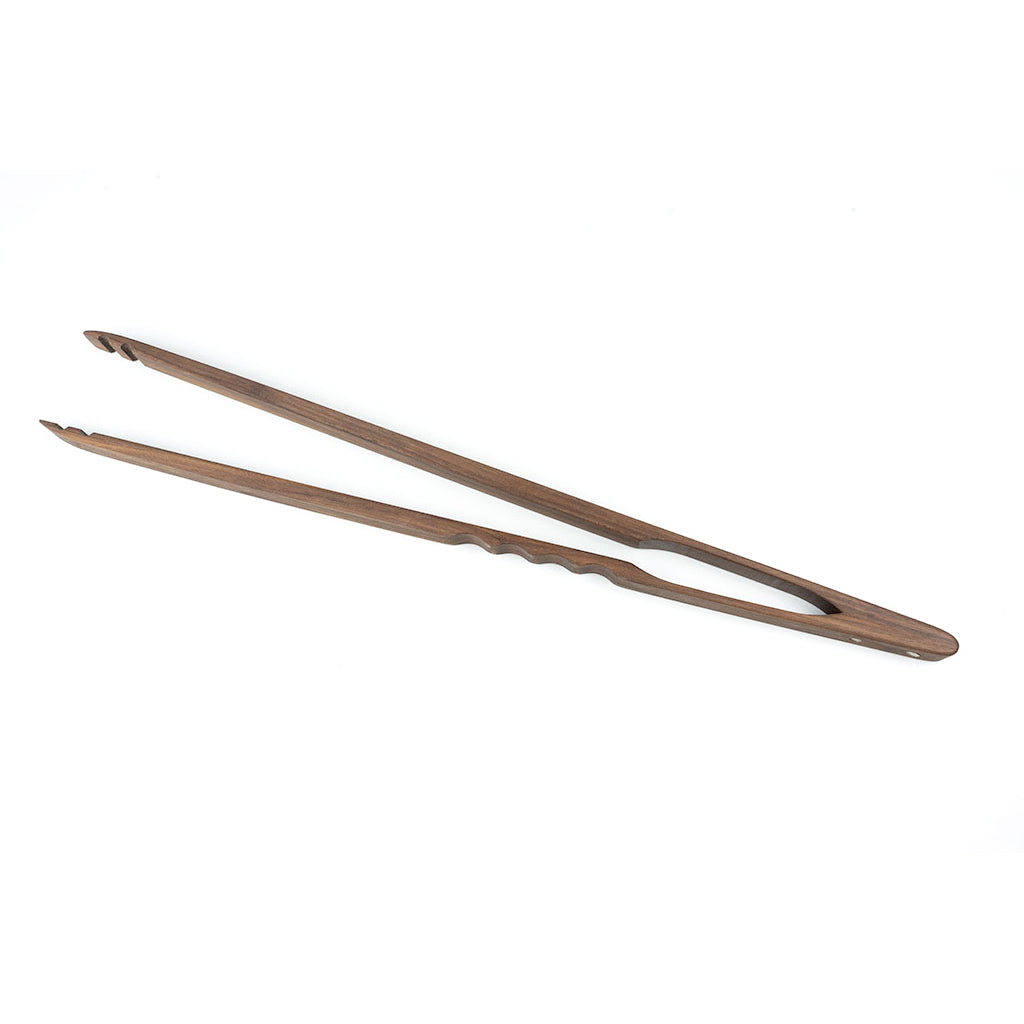 Premium walnut grill tongs