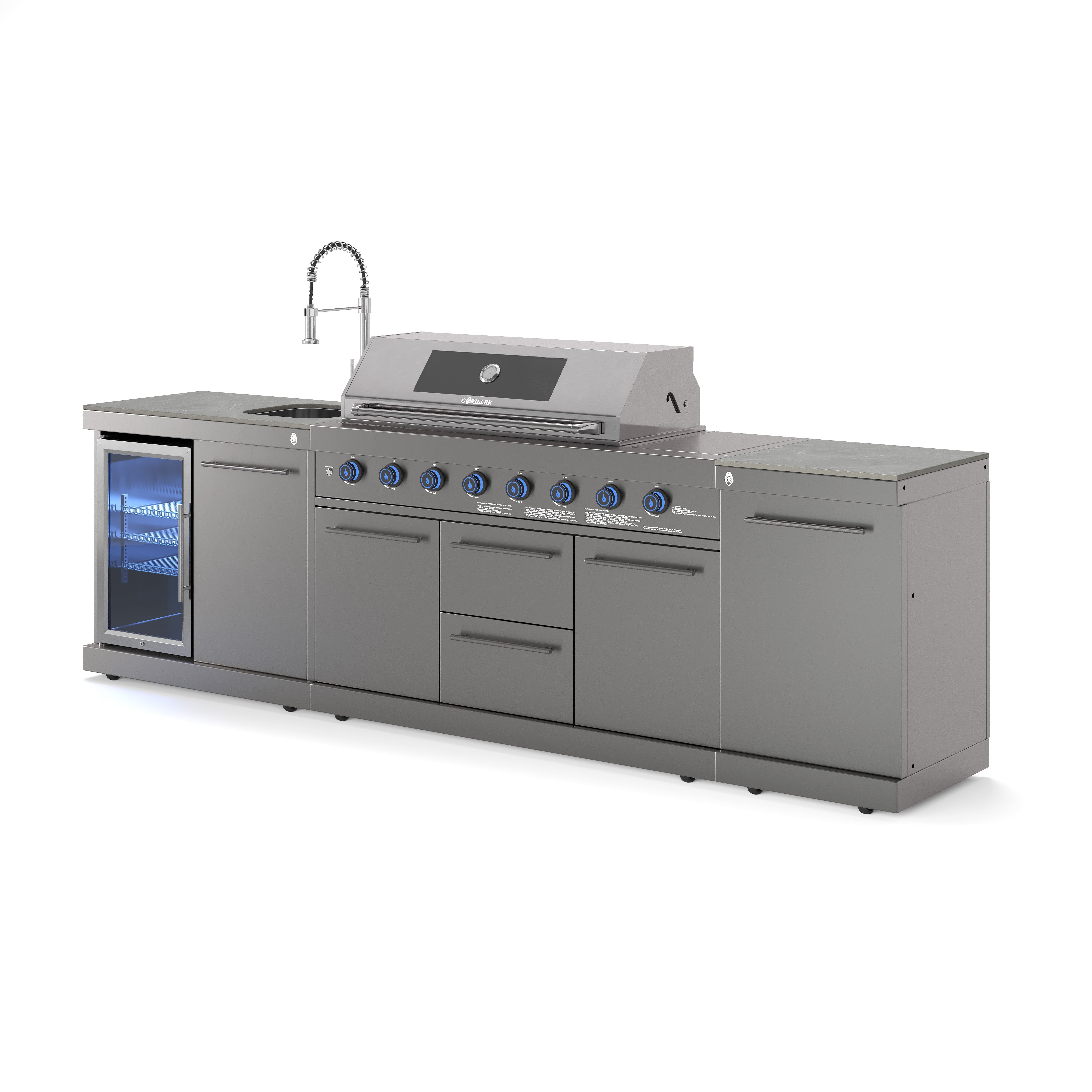 EMPIRE M1 Outdoorküche | Gasgrill | Cool-Clean | Prep Grau