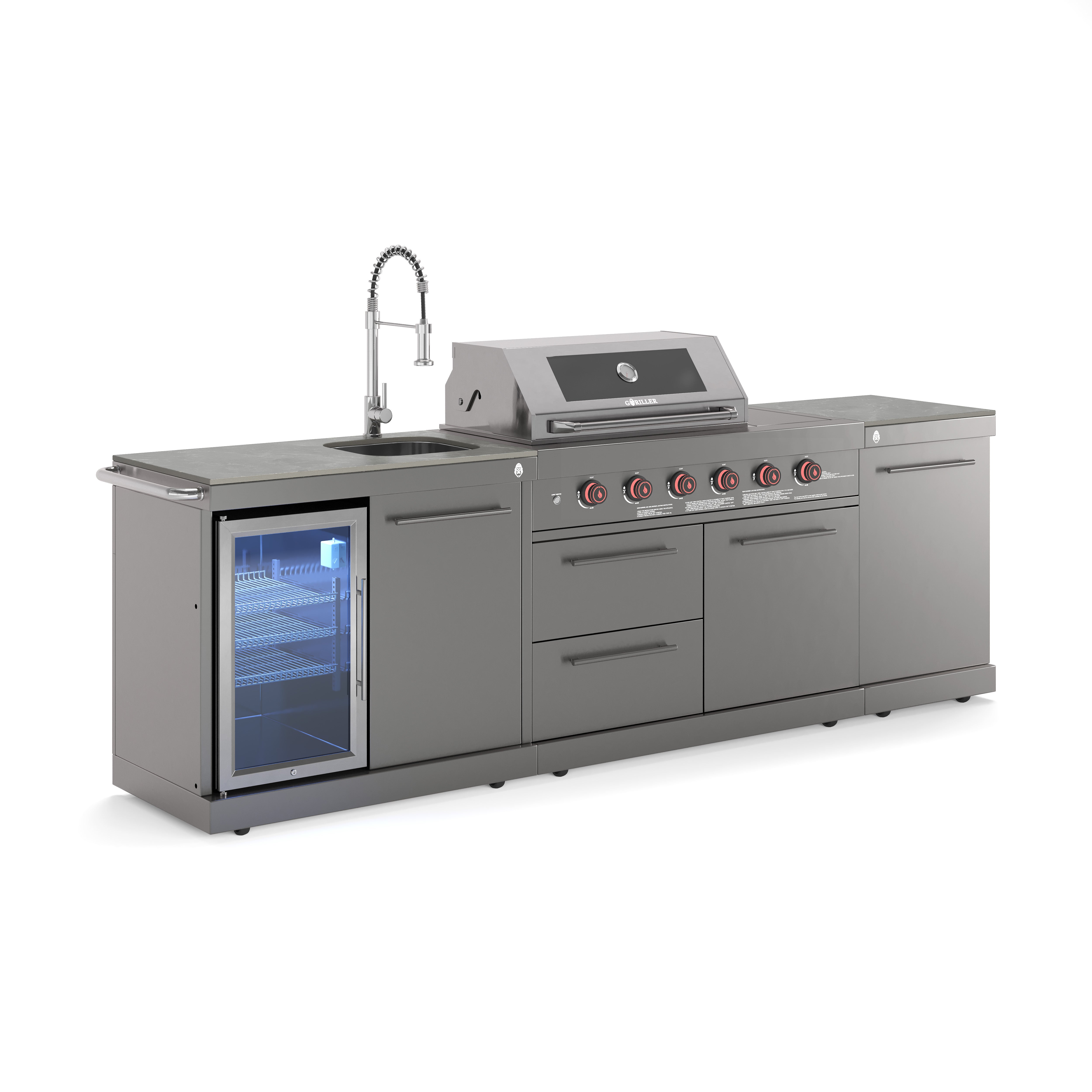 EMPIRE M1 Outdoorküche | Gasgrill | Cool-Clean | Prep Grau