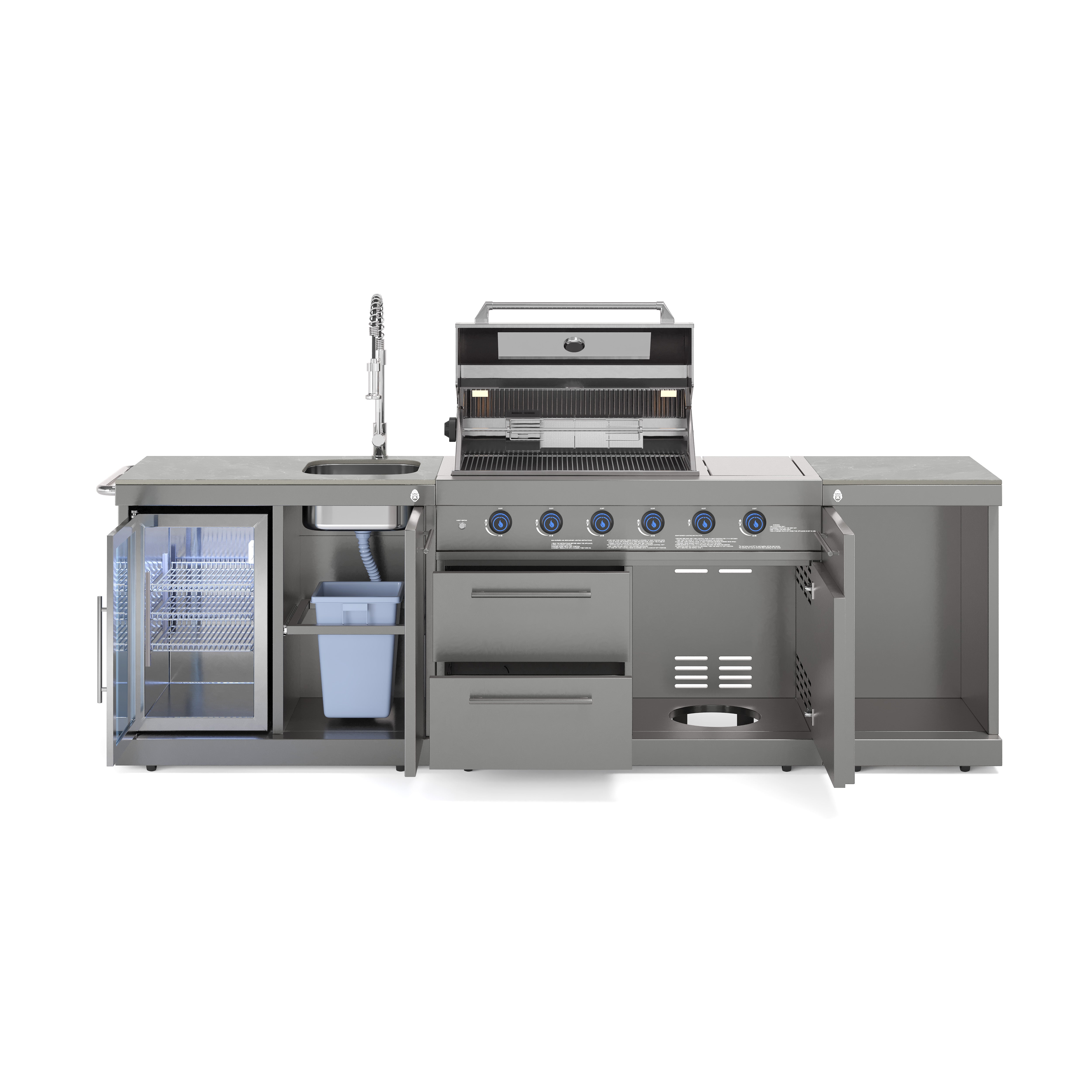 EMPIRE M1 Outdoorküche | Gasgrill | Cool-Clean | Prep Grau