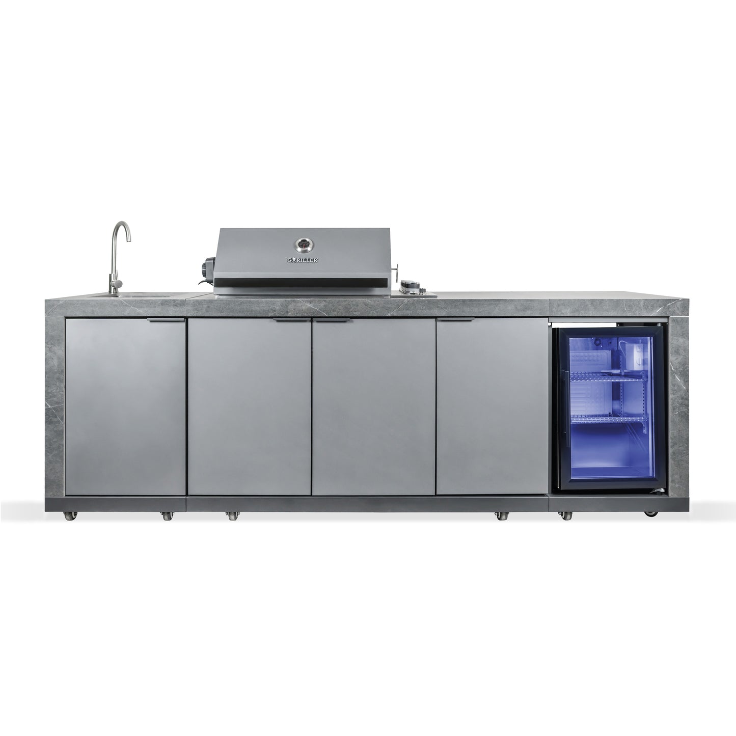 KING Outdoor-Küche | 4+1 Gasgrill | Kühlschrank | Frischwasser