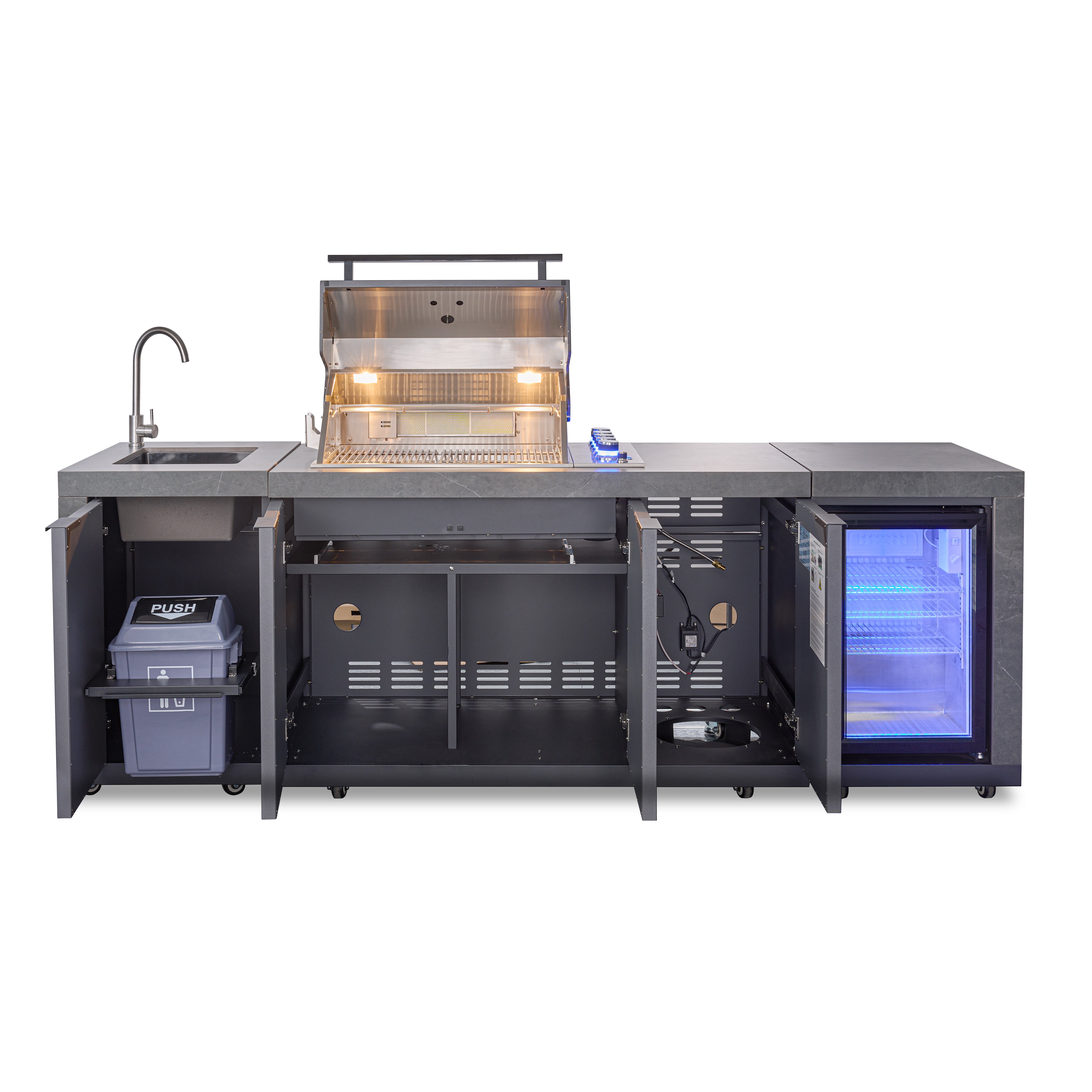 ROI EXTROFIANCE GOURNAGE | Gril à gaz à 5 brûleurs, réfrigérateur, évier