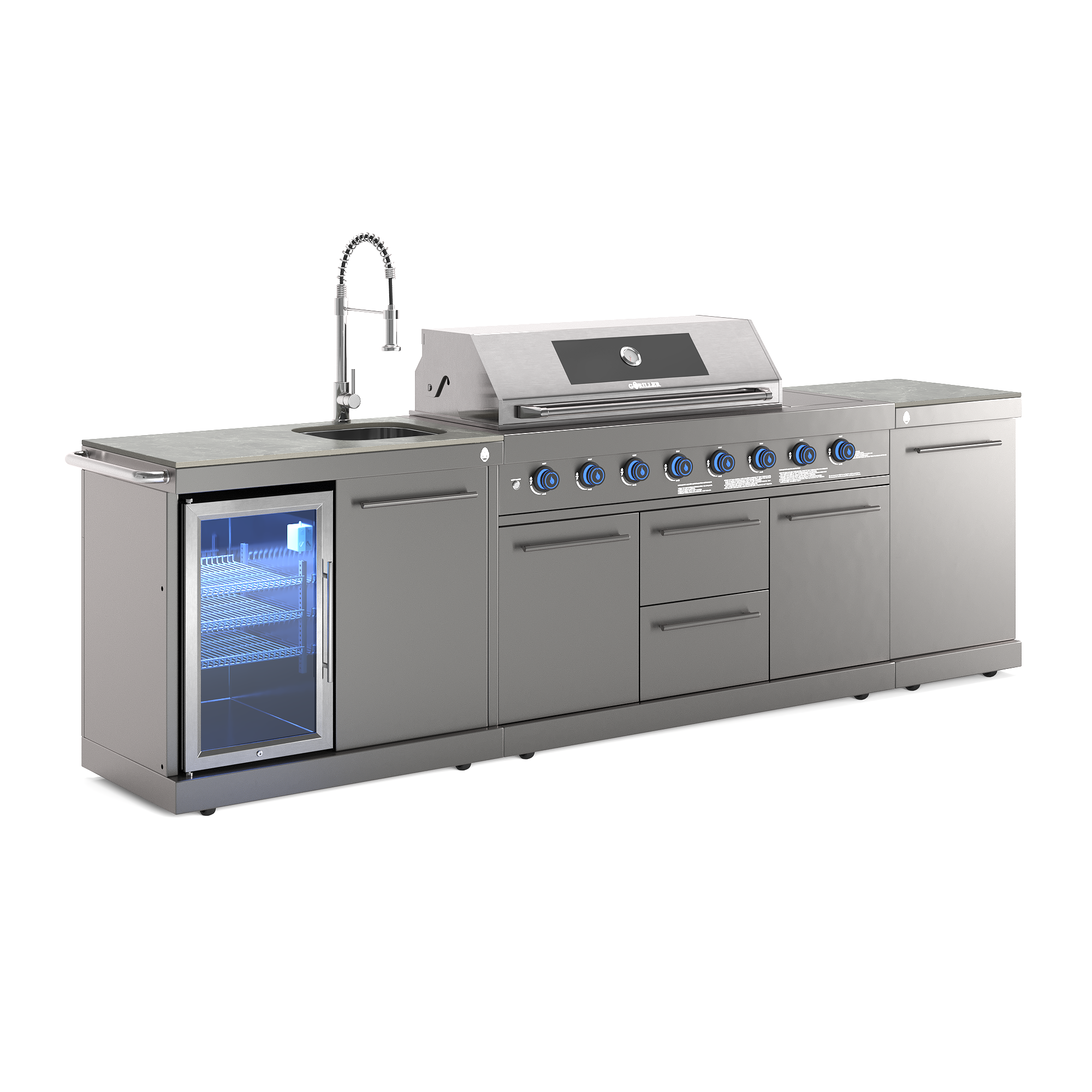 EMPIRE M1 Outdoorküche | 8-Brenner Gasgrill | Cool-Clean | Prep